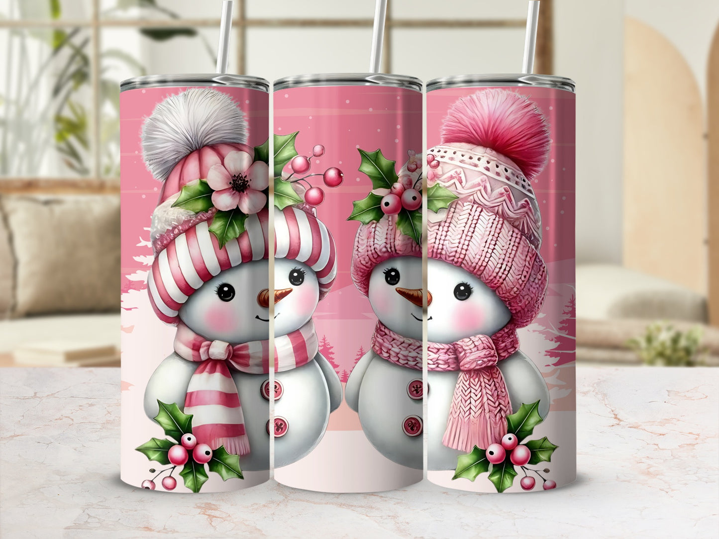 Festive Snowman Design Holiday Tumblers for Christmas