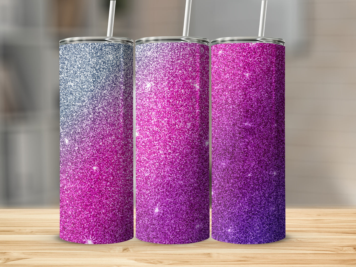 Sparkling Ombre Glitter Silver Pink Purple Tumbler product type