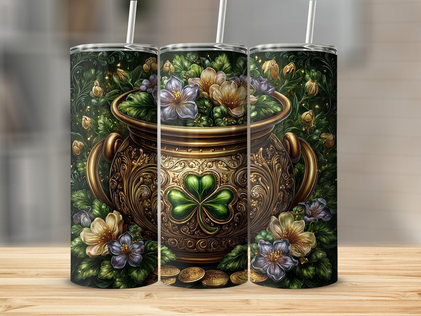 Celtic Floral Shamrock Decorative Tumbler Product