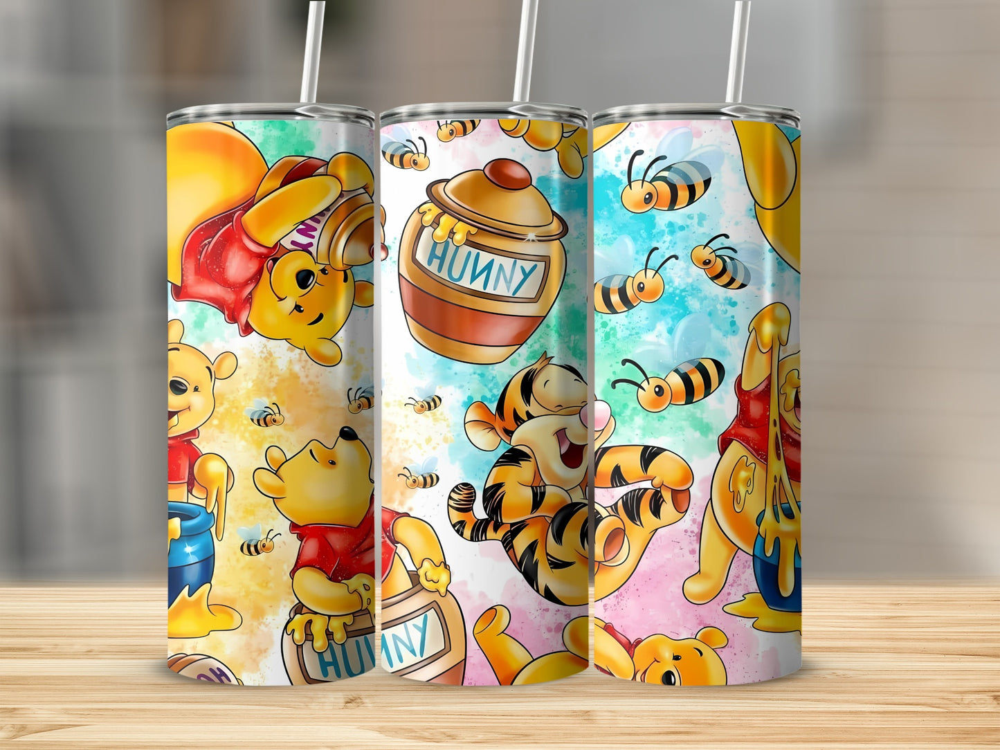 Winnie The Pooh Tigger And Bees Hunny Jar Seamless Tumblers