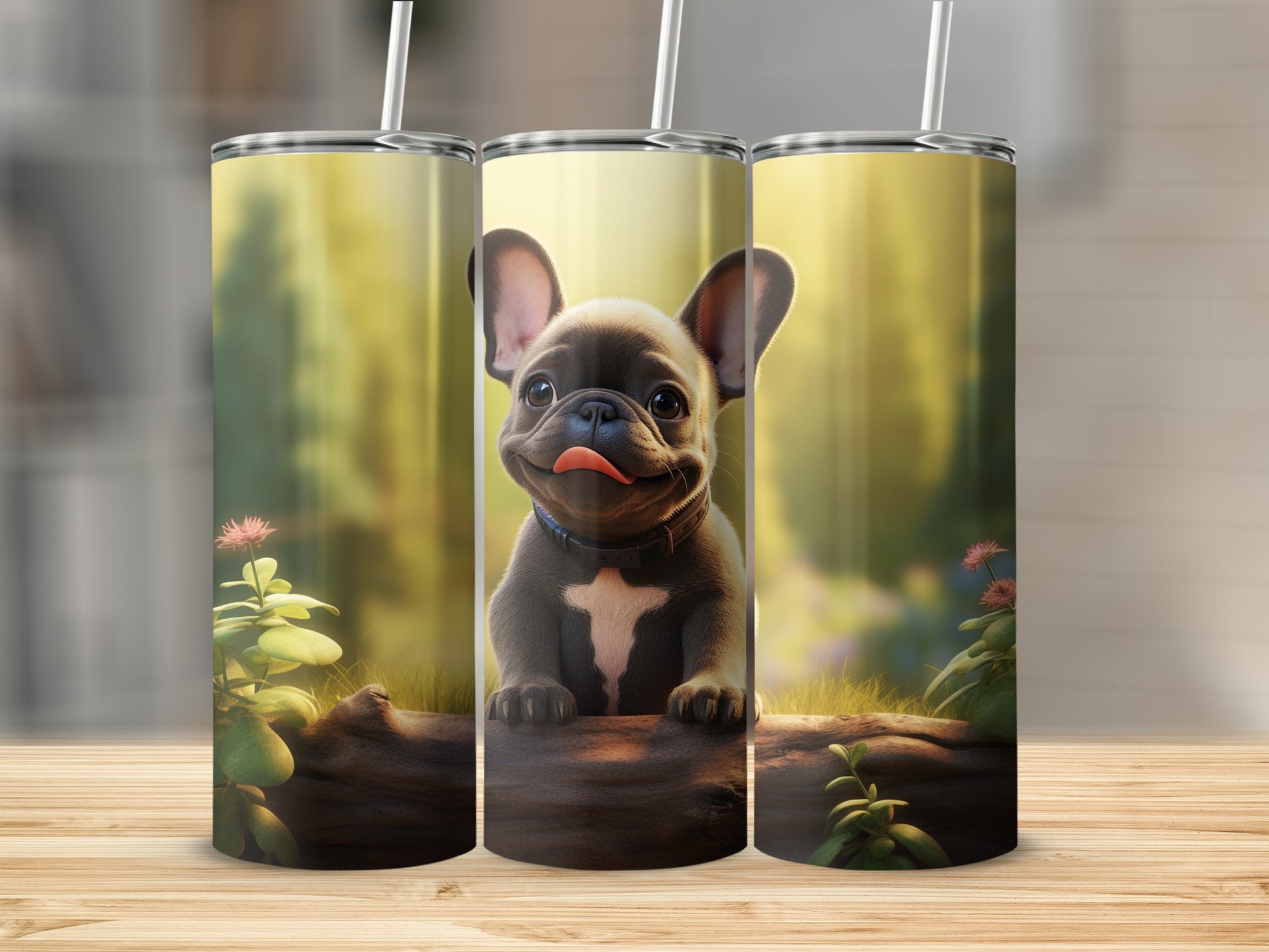 French Bulldog Illustration on Travel Tumbler