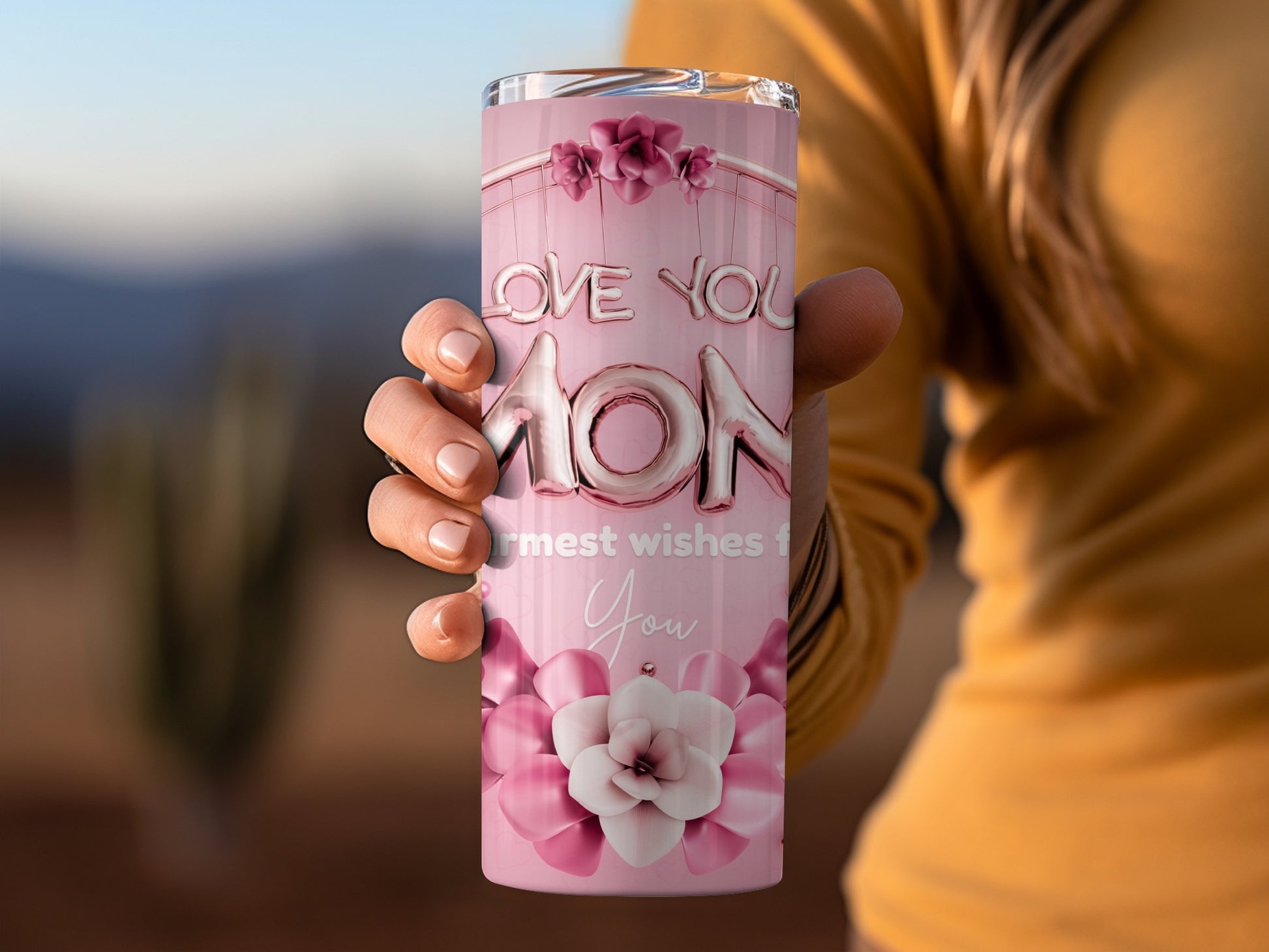 Love You Mom Warmest Wishes Floral Design Tumbler