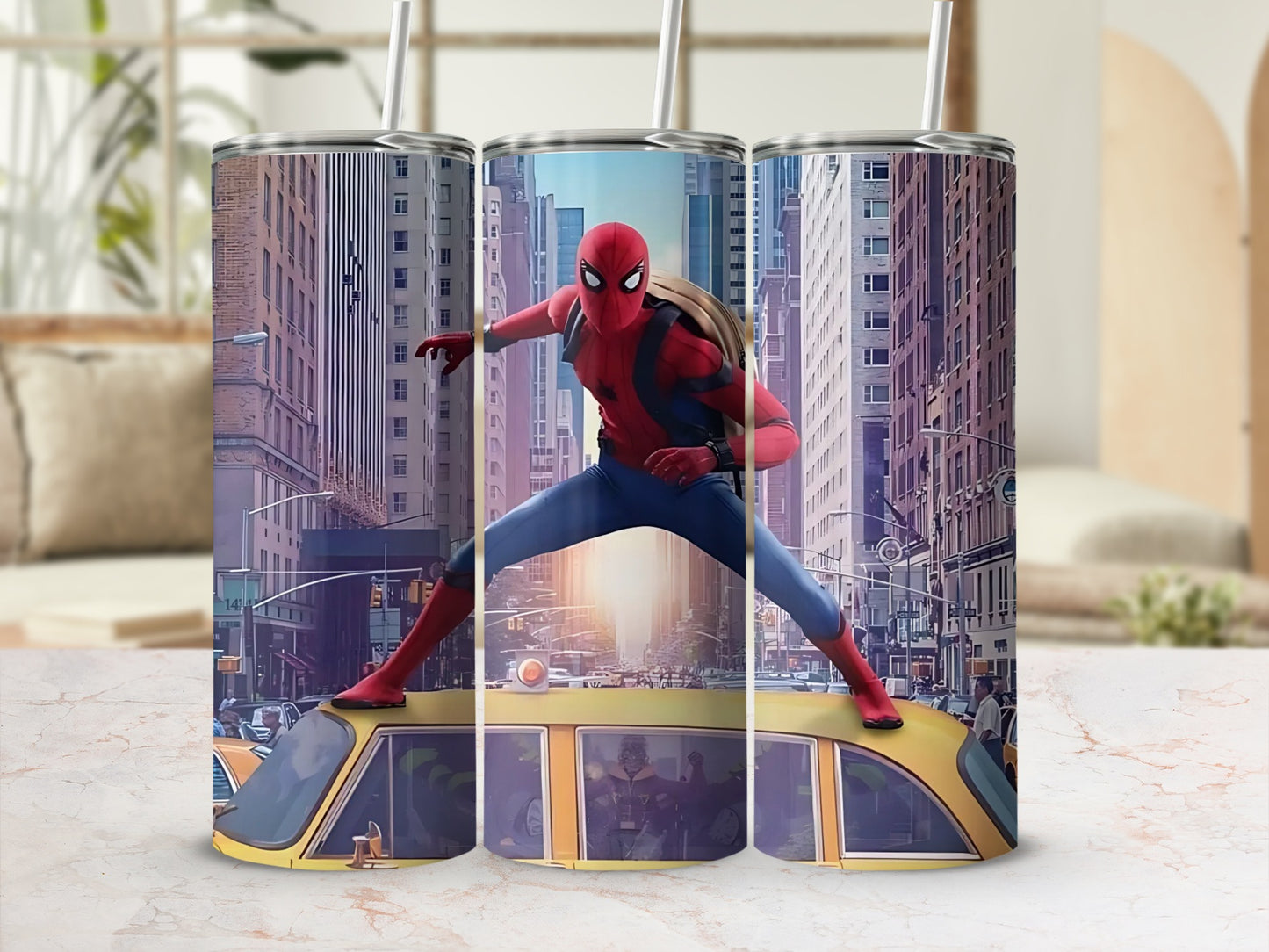 Spider Hero Skyscraper Scene Printed Tumbler