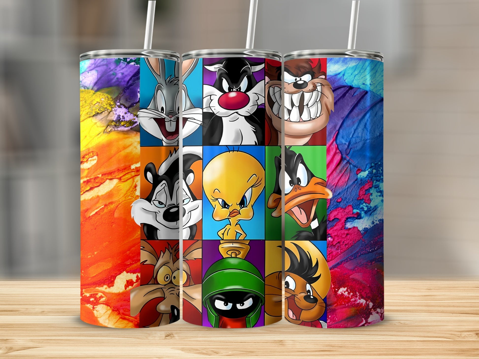 Colorful Cartoon Character Tumbler with Fun Designs