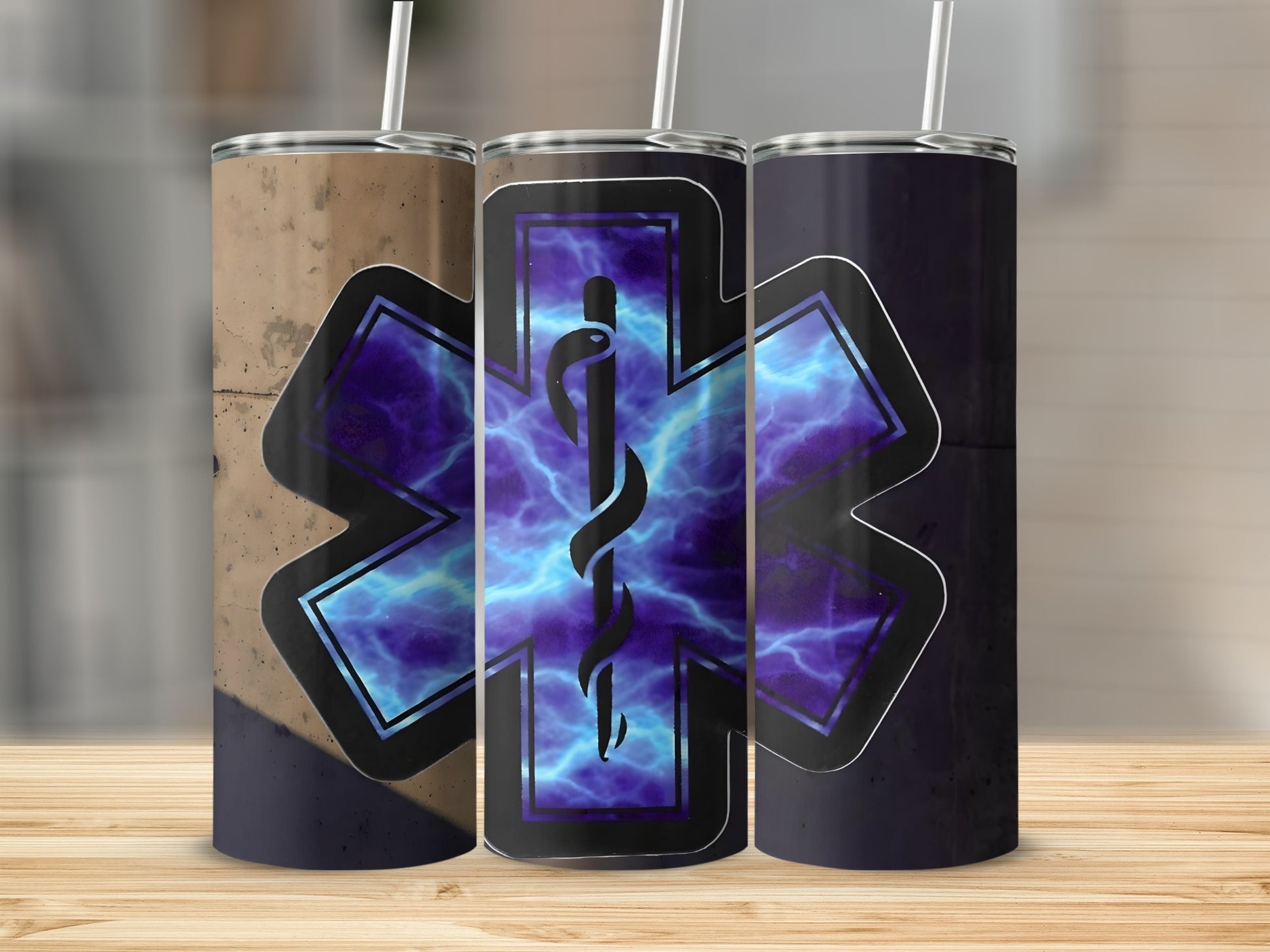 Vibrant EMS Star of Life Design Tumbler Cup 20oz