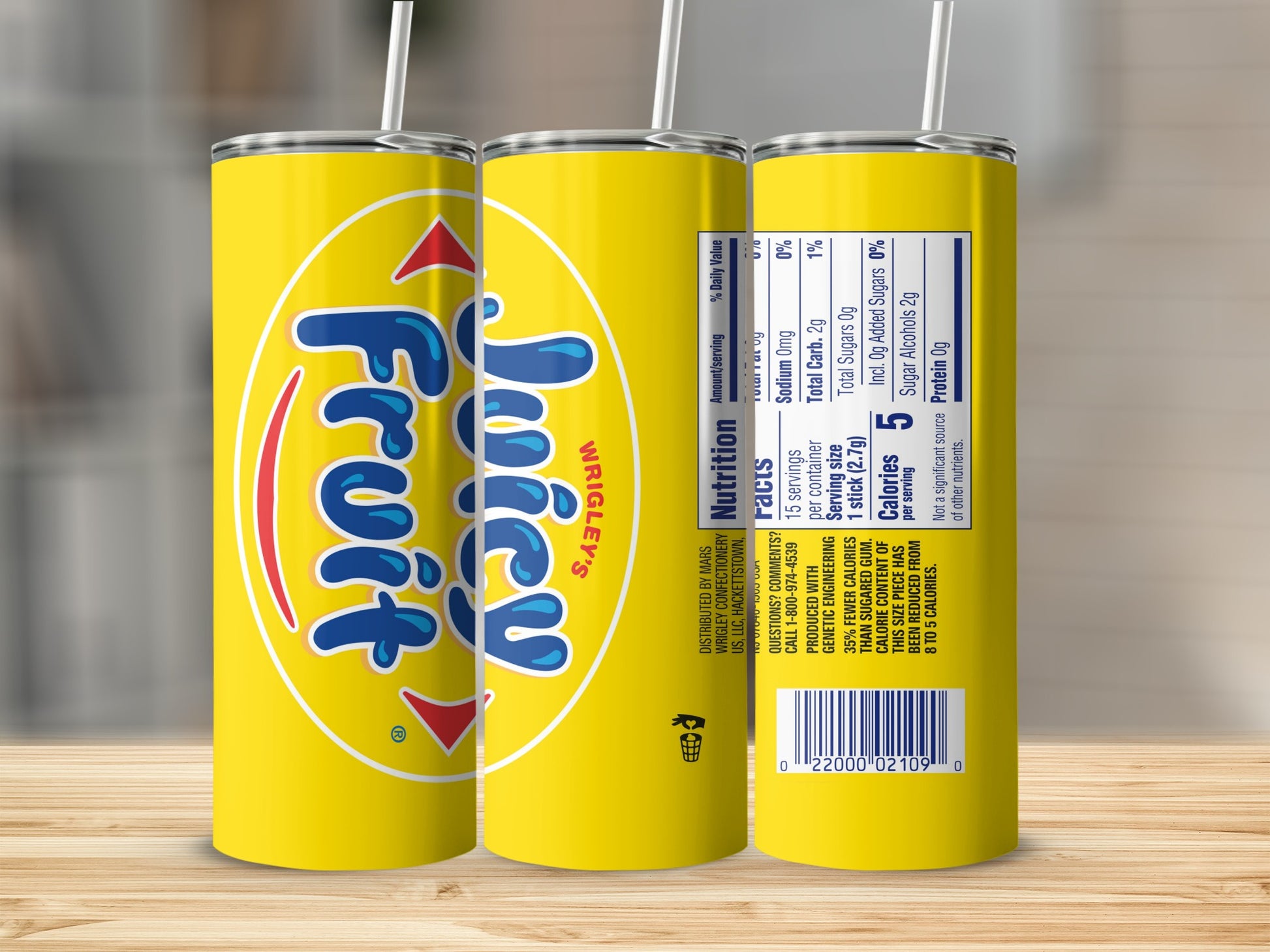 Fruit Juicy Gum Yellow Graphic Beverage Container product type