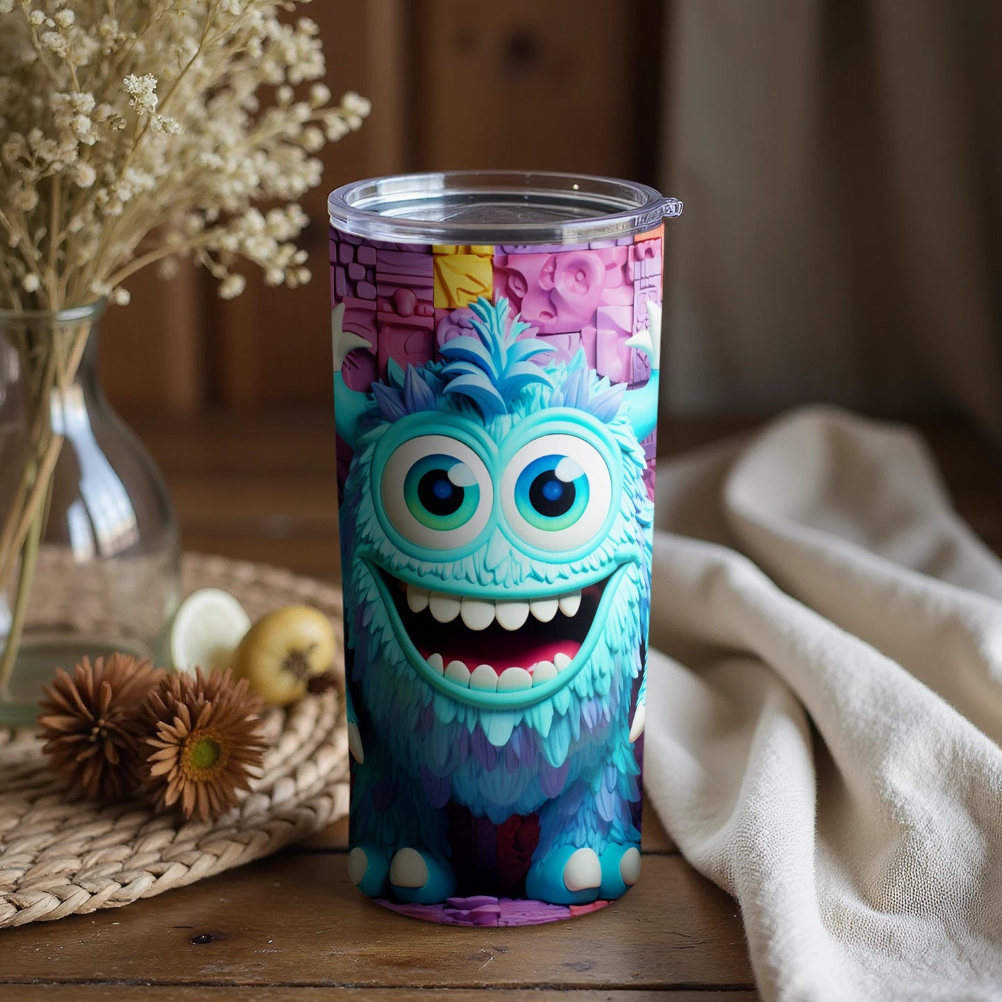Cute Colorful Cartoon Monster Pattern Tumbler Cup