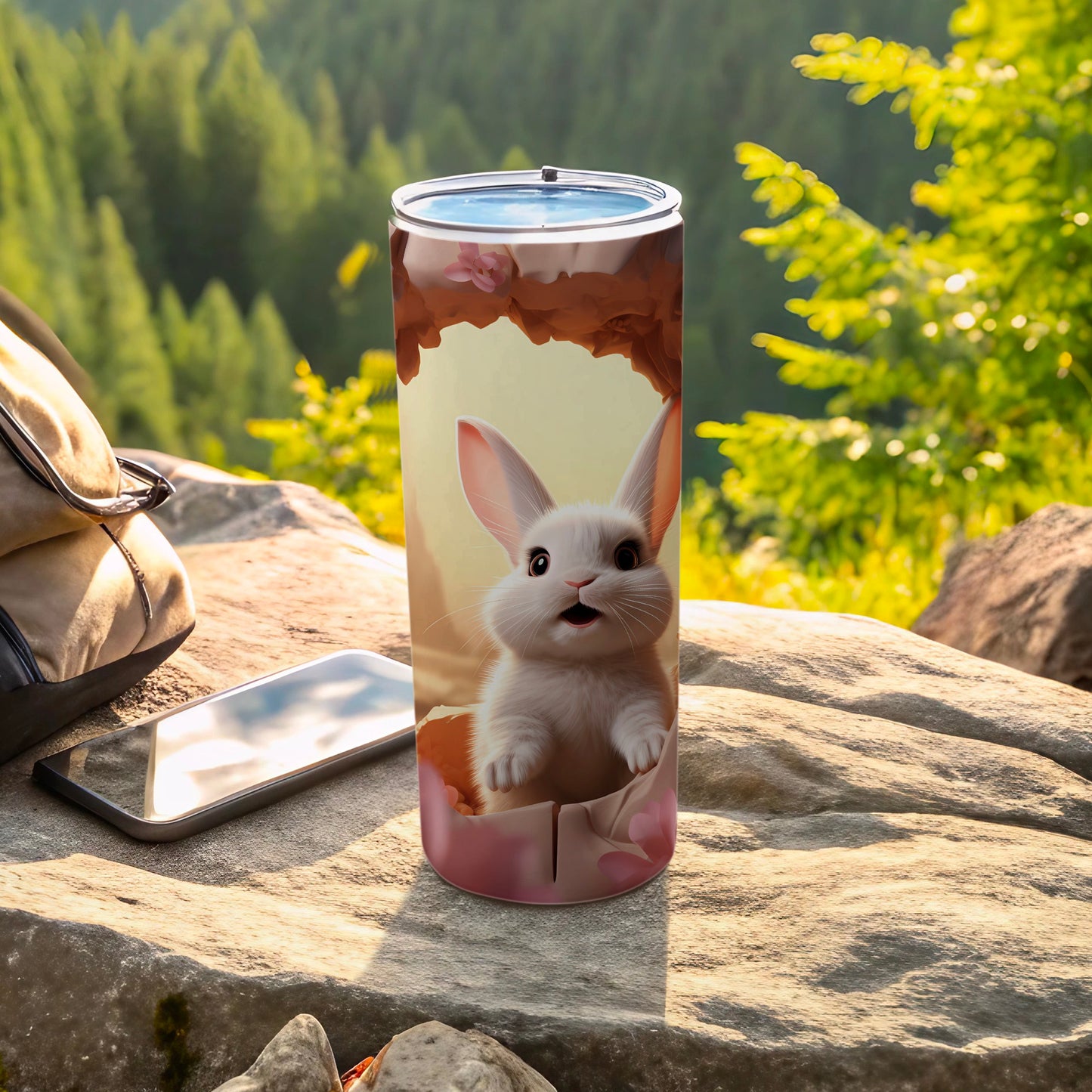 Cute Bunny Tumbler for Outdoor Adventures or Home Use