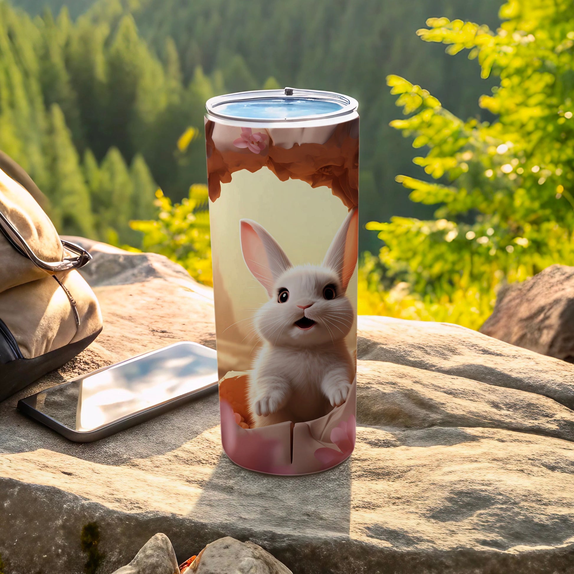Cute Bunny Tumbler for Outdoor Adventures or Home Use
