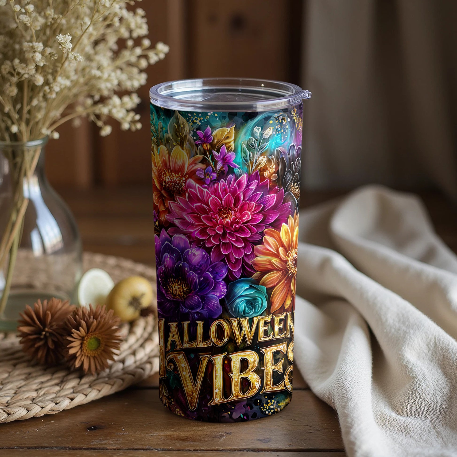 Halloween Vibes Floral Themed Travel Mug product