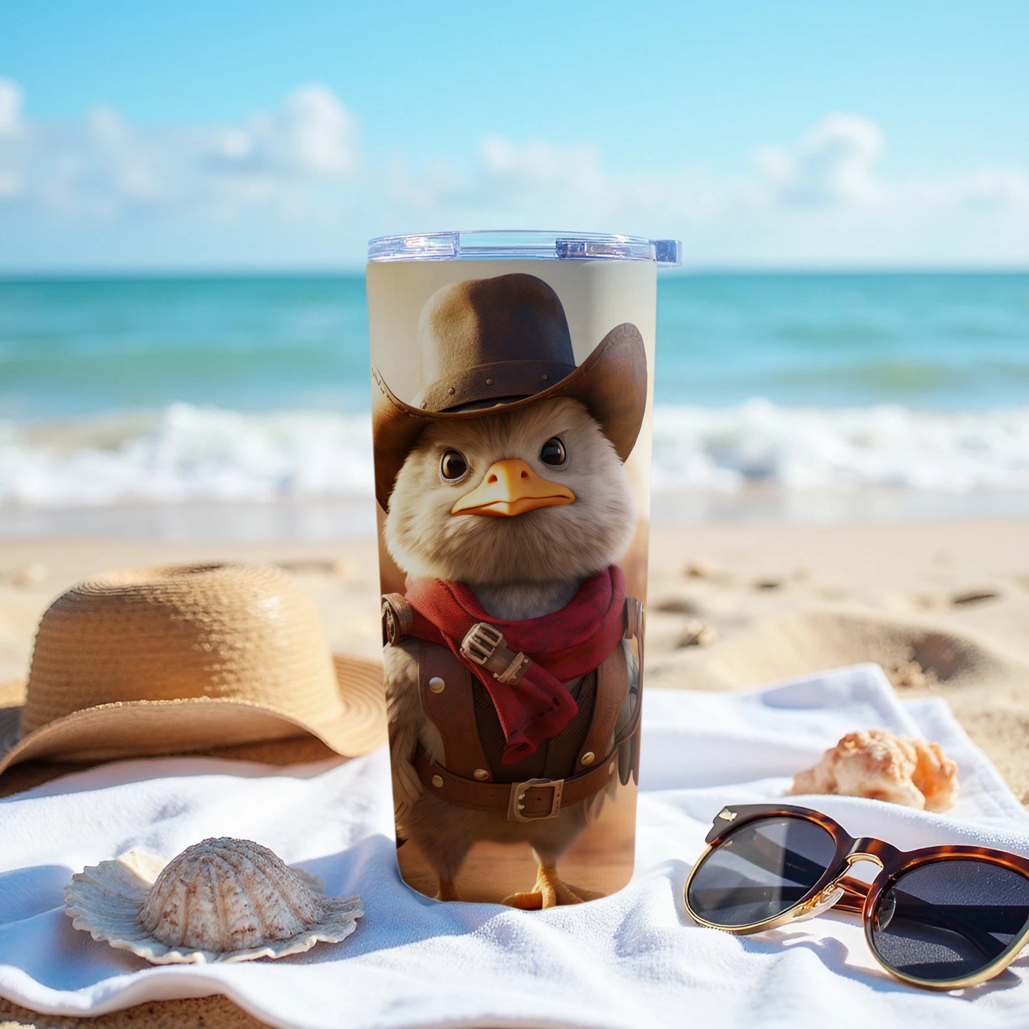 Adorable Cowboy Chick Beach Vacation Themed Tumbler product type