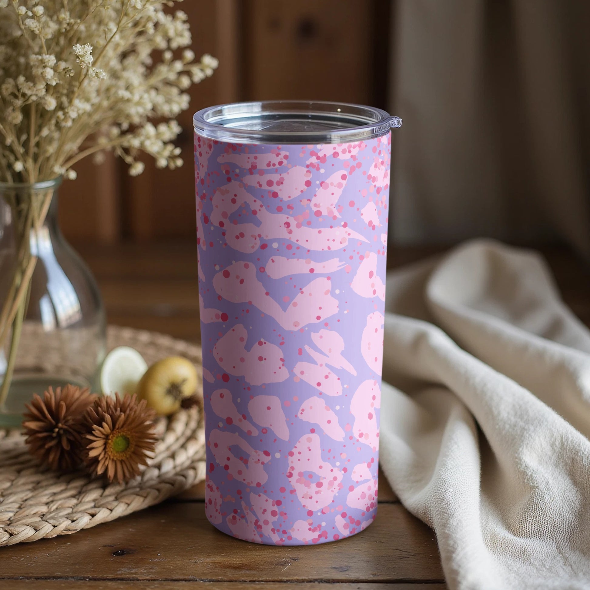 Pink and Purple Abstract Patterned Tumbler Cup