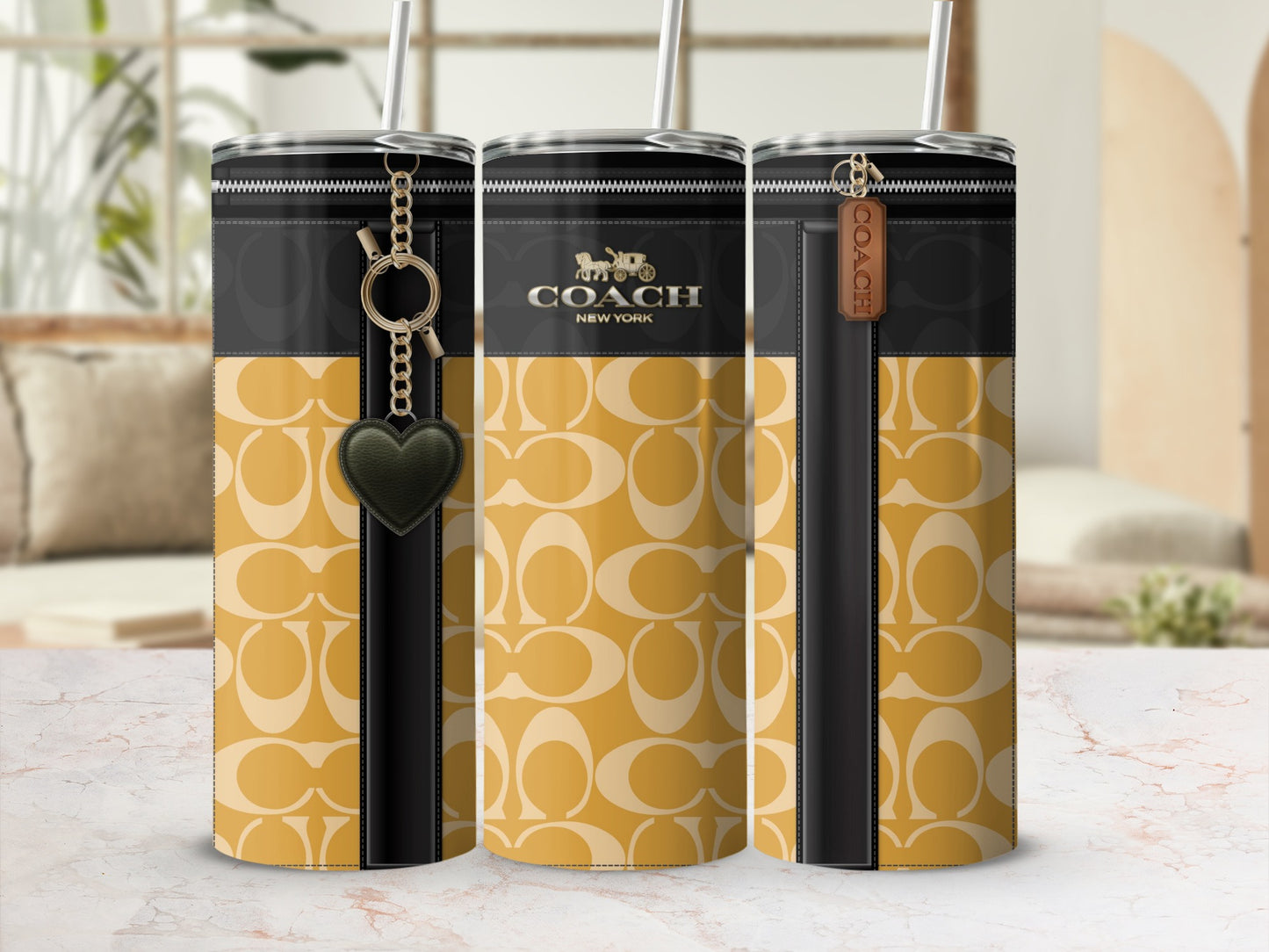 Stylish Coach New York Tumbler with Zipper Accent
