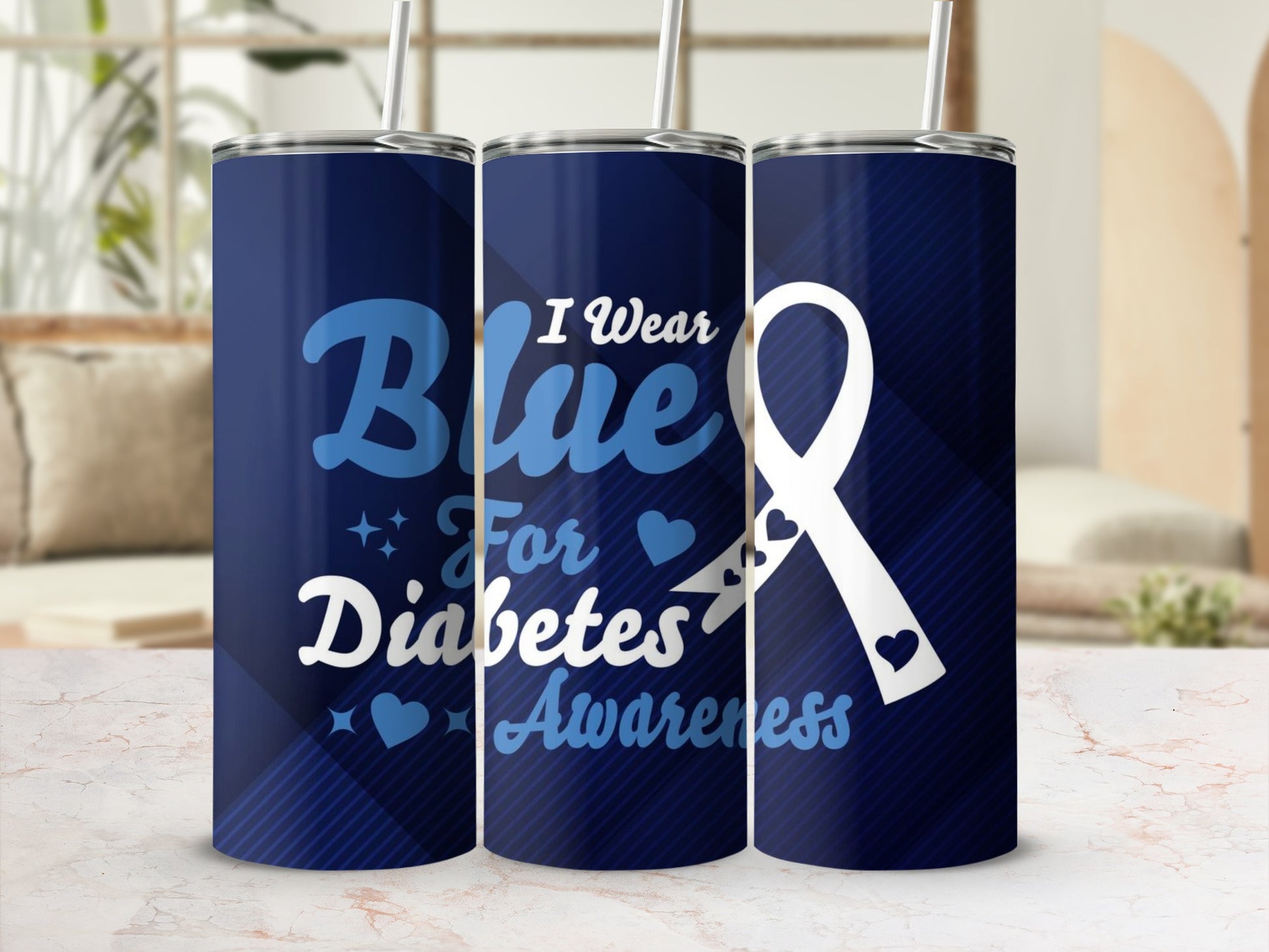 I Wear Blue For Diabetes Awareness Tumbler Cup