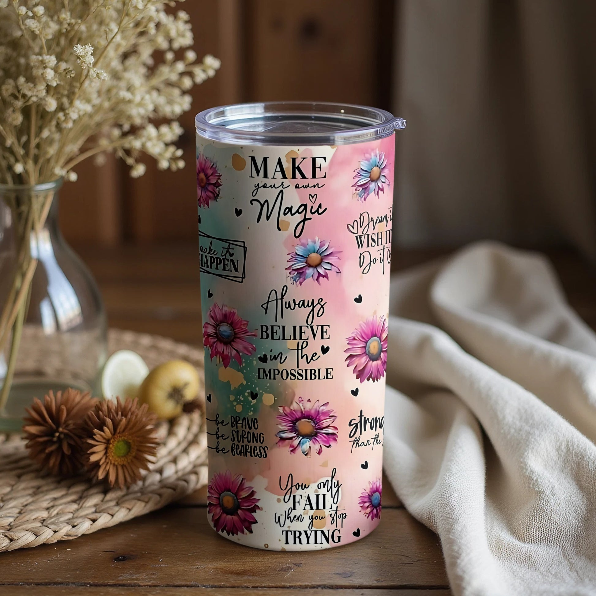 Motivational Quotes Floral Insulated Tumbler product