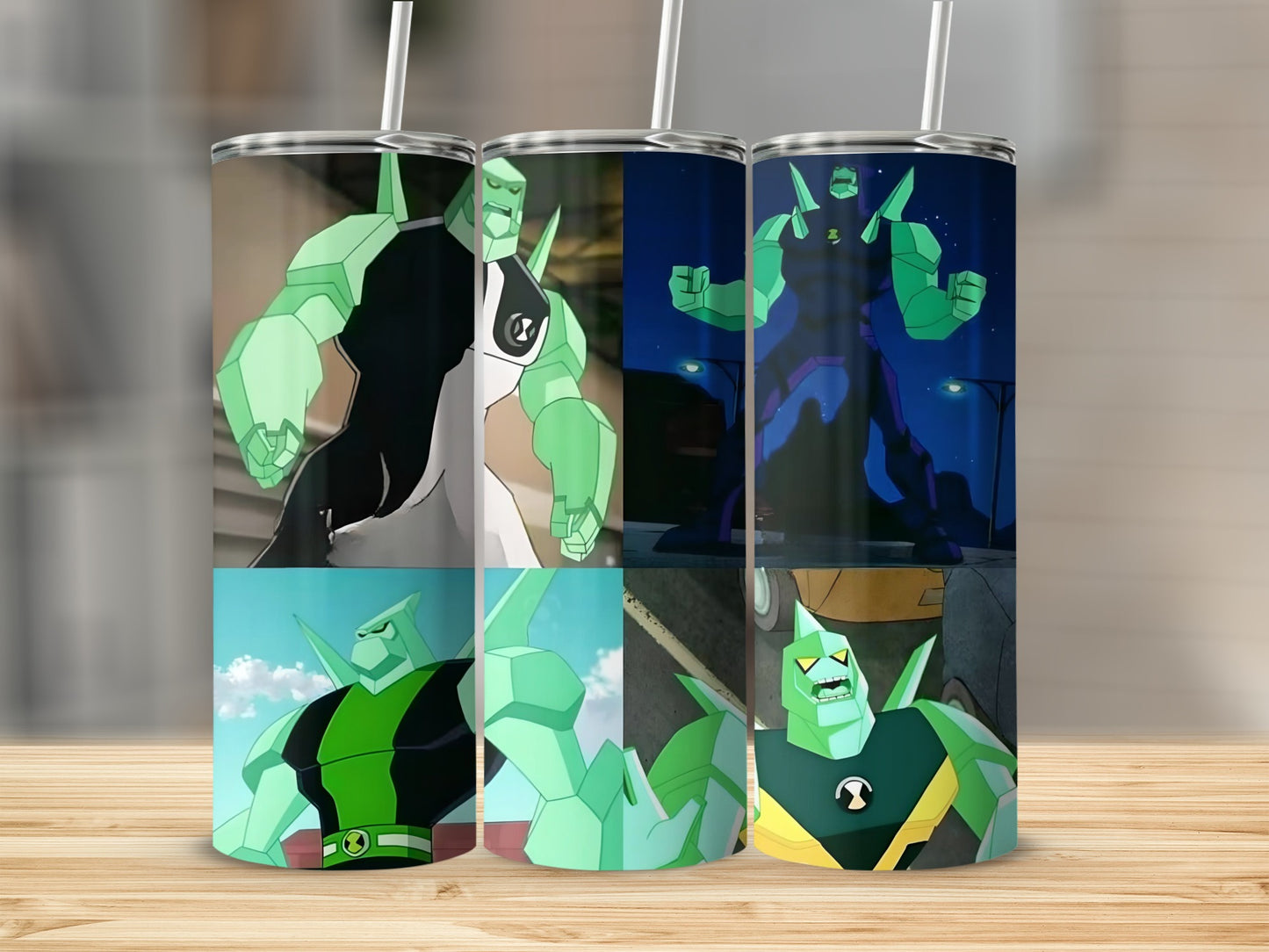 Animated Alien Character Collage Tumbler Cup