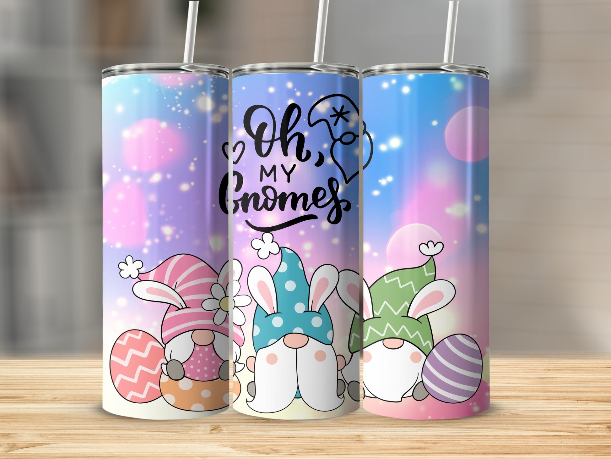 Cute Gnomes and Easter Egg Design on Tumbler Cup