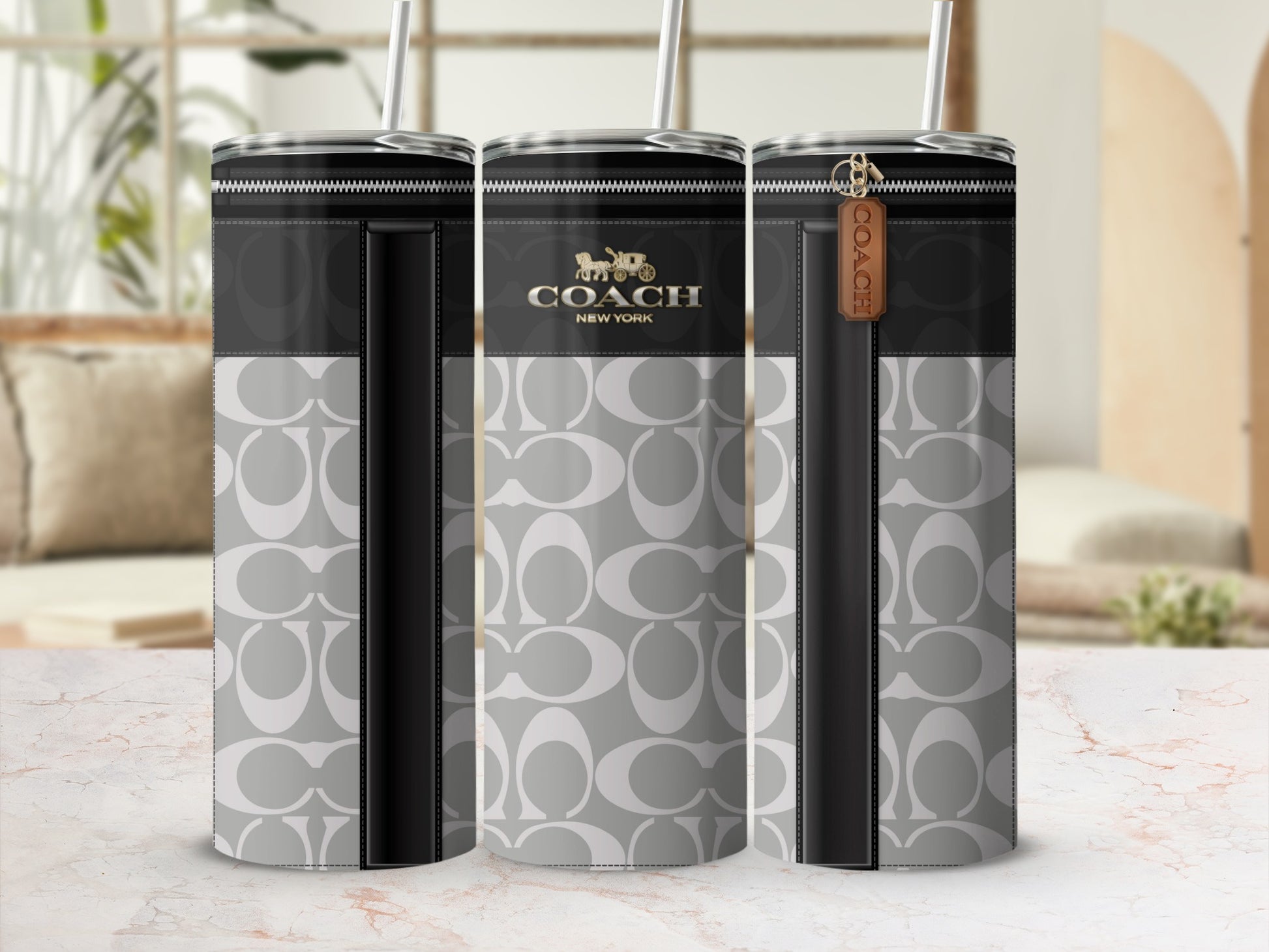 Stylish Coach New York Patterned Tumbler Cup