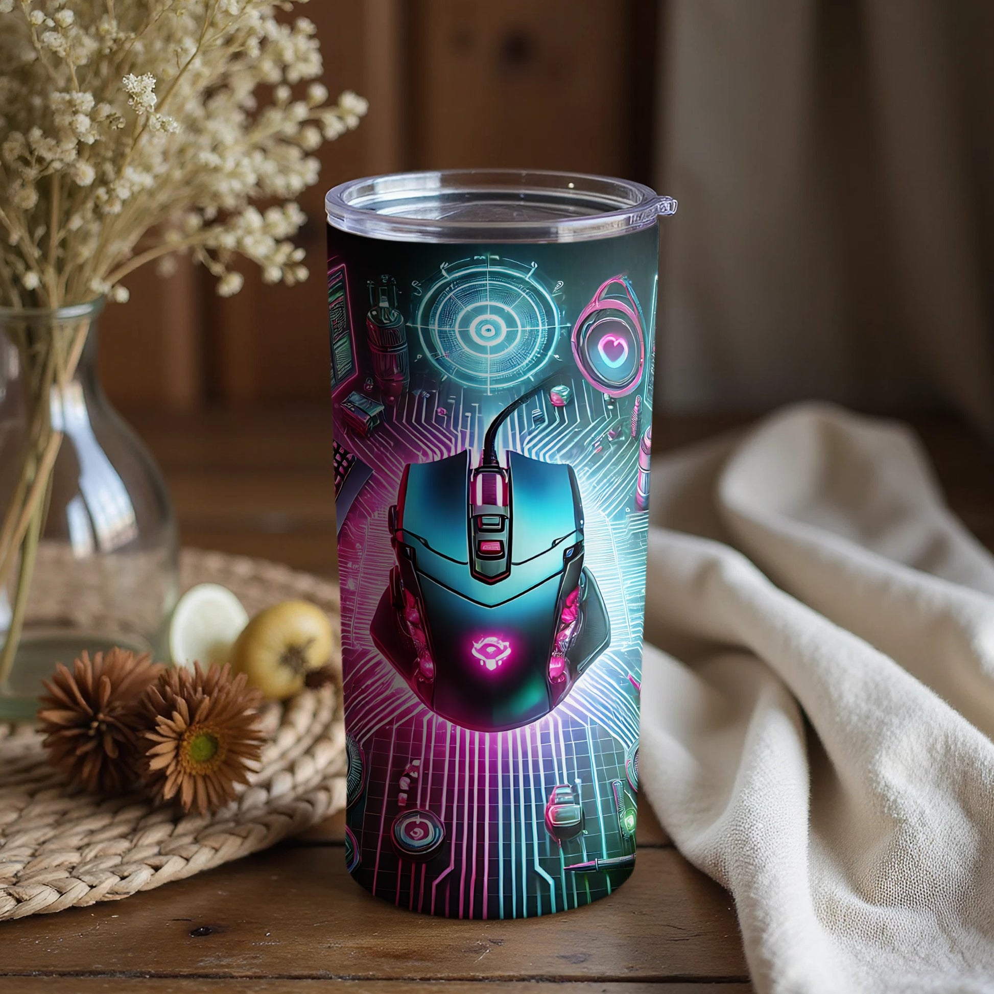 Futuristic Cyber Tech Design Insulated Drinkware