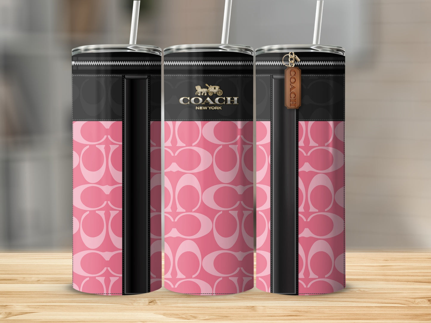 Pink Coach New York Branded Tumbler Drinking Cup