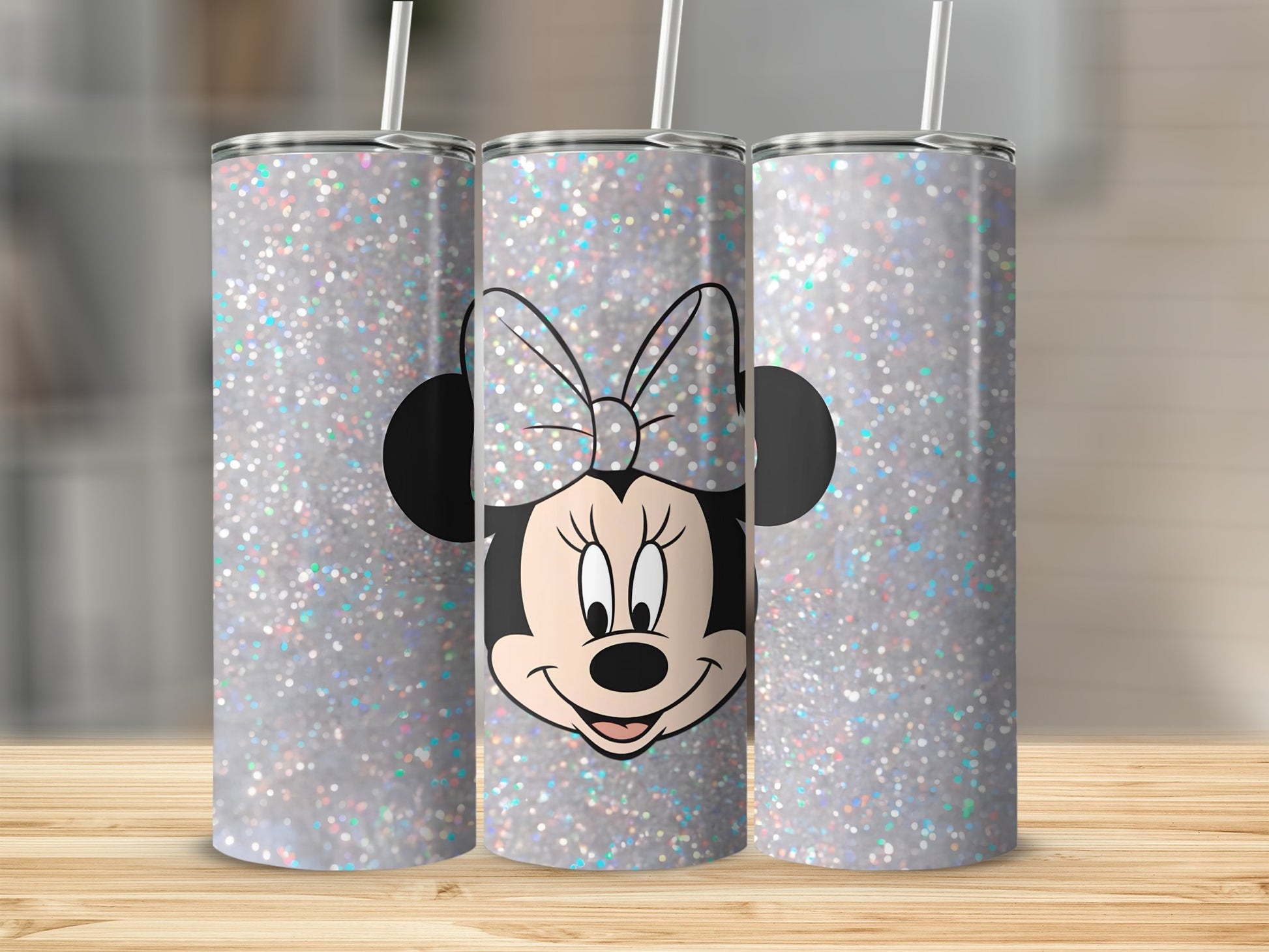 Glitter Minnie Mouse Design Tumbler Stainless Steel Cup