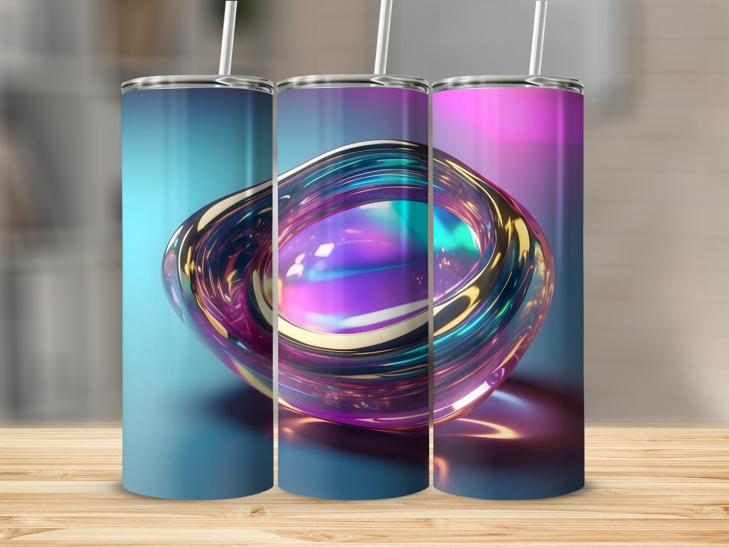 Iridescent Abstract Swirl Holographic Gradient Tumbler product type