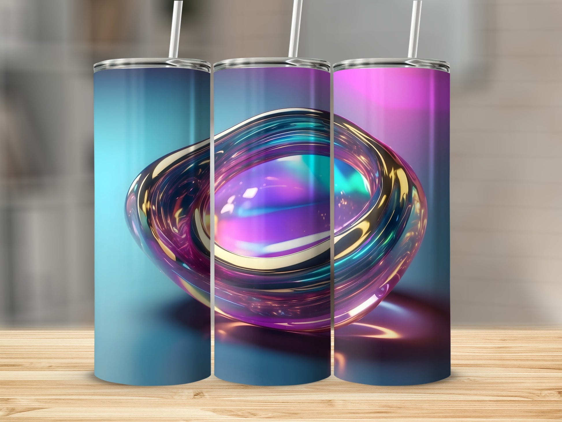 Iridescent Abstract Swirl Holographic Gradient Tumbler product type