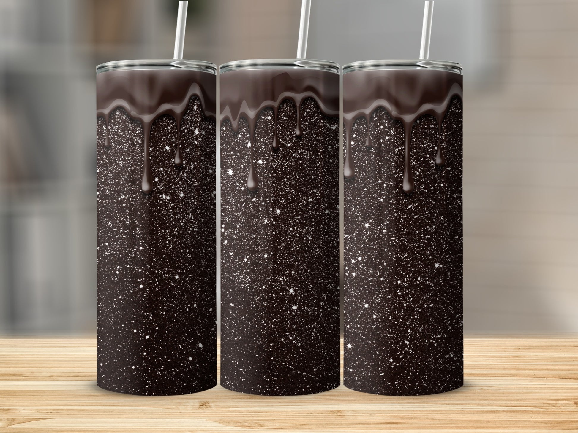 Glitter Drip Design Stainless Steel Tumbler