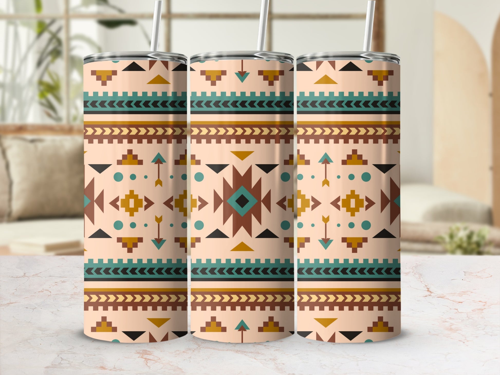 Colorful Geometric Patterned Tumbler Cup Product