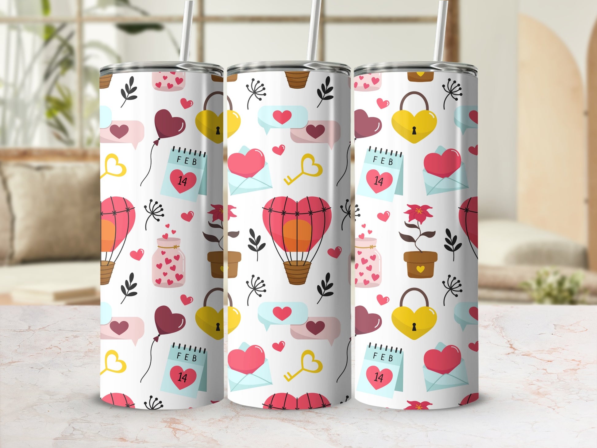 Colorful Valentine's Day Themed Design Tumbler