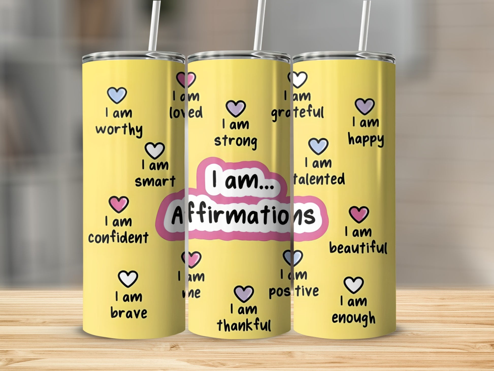 I am Affirmations Tumbler with Positive Motivational Quotes