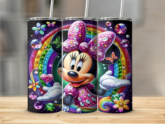 Colorful Rainbow Design with Minnie Mouse Tumbler