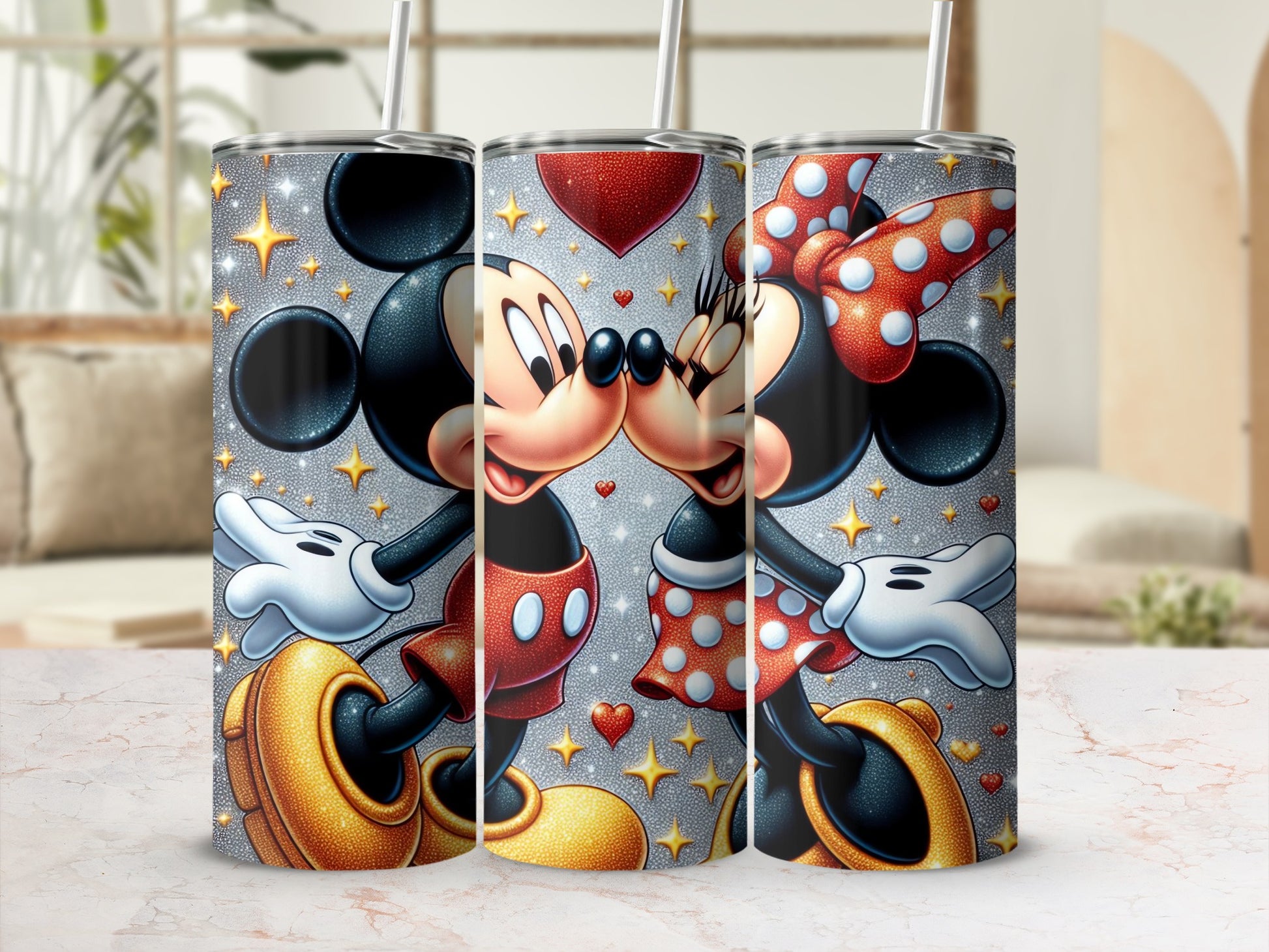 Adorable Kissing Couples Tumbler with Cute Cartoon