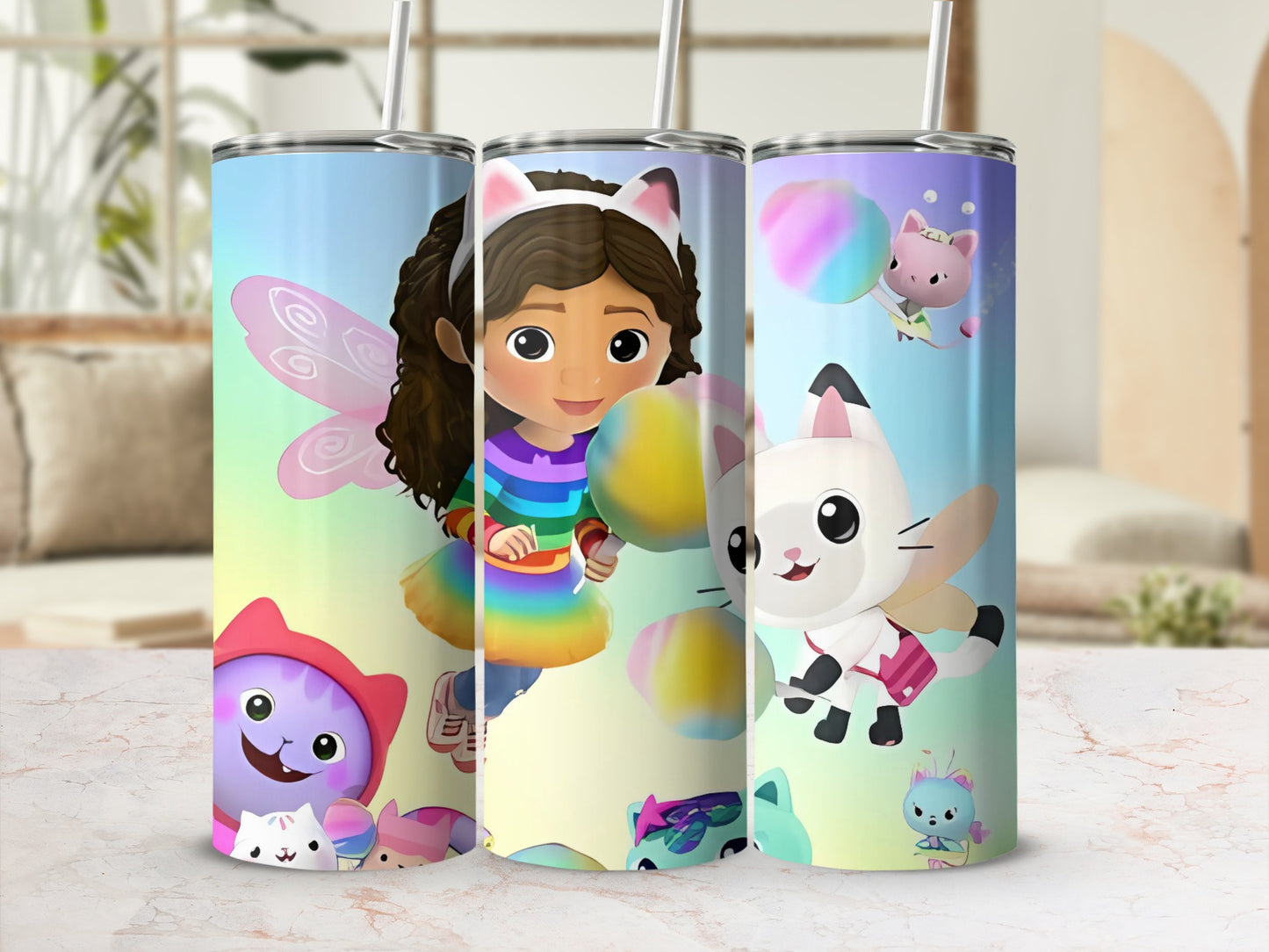 Cute Character Themed Tumbler with Straw for Kids