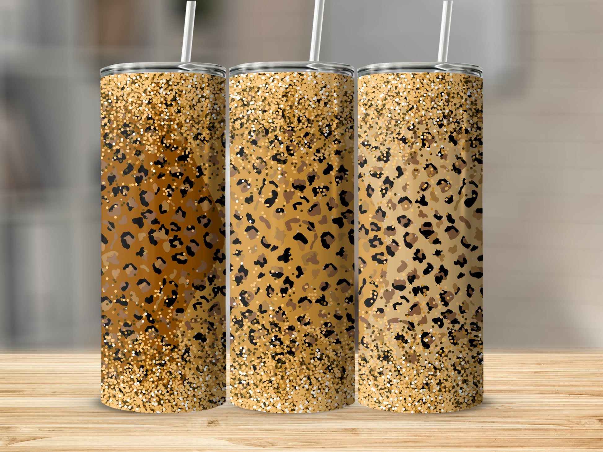 Sparkling Leopard Print Tumblers for Trendy Beverage