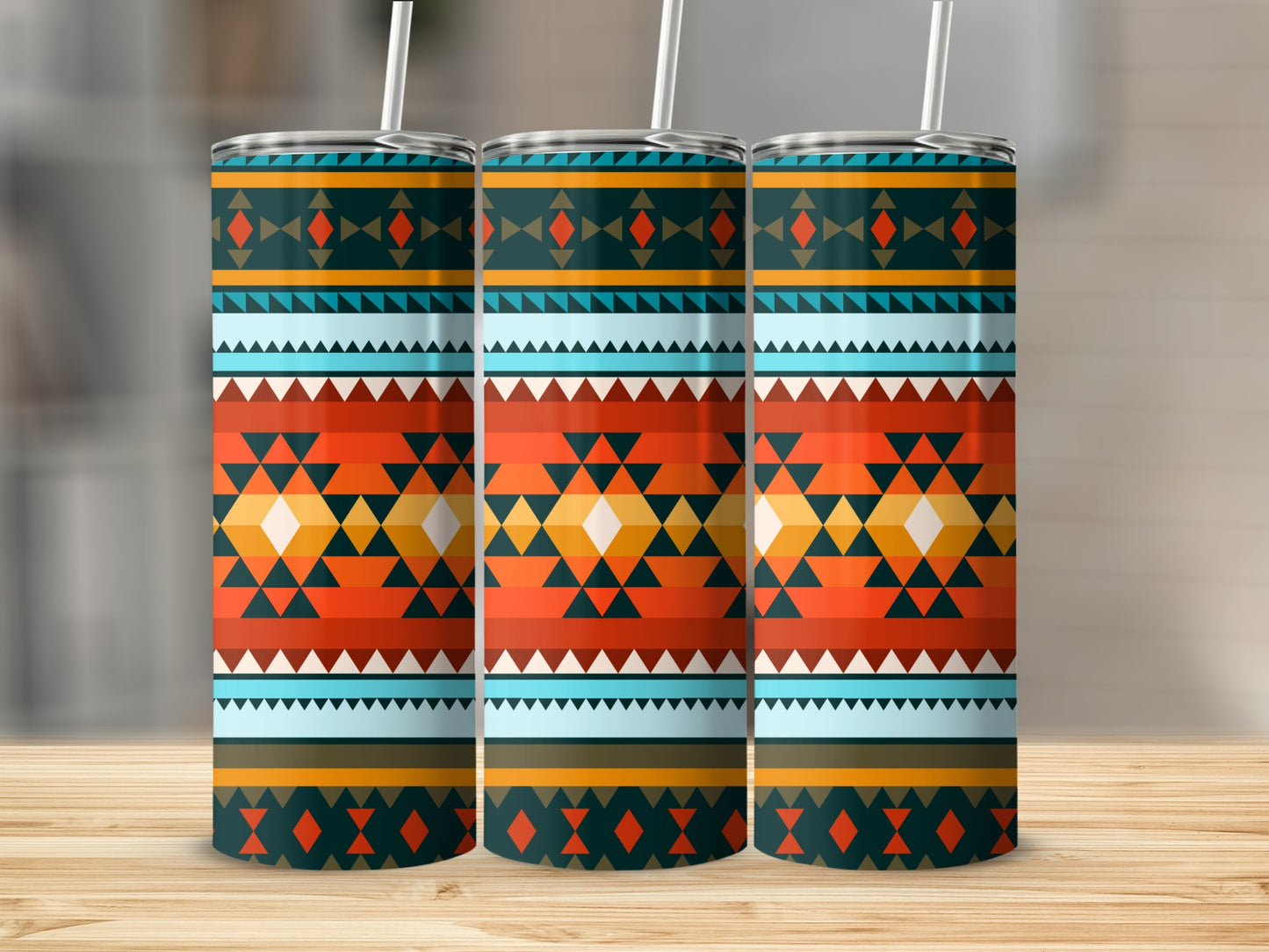 Colorful Geometric Pattern Insulated Tumbler Product