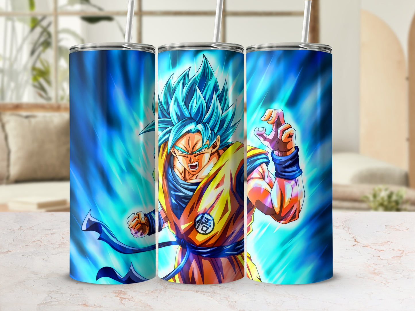 Anime Character Blue Haired Fighter Tumbler Cup