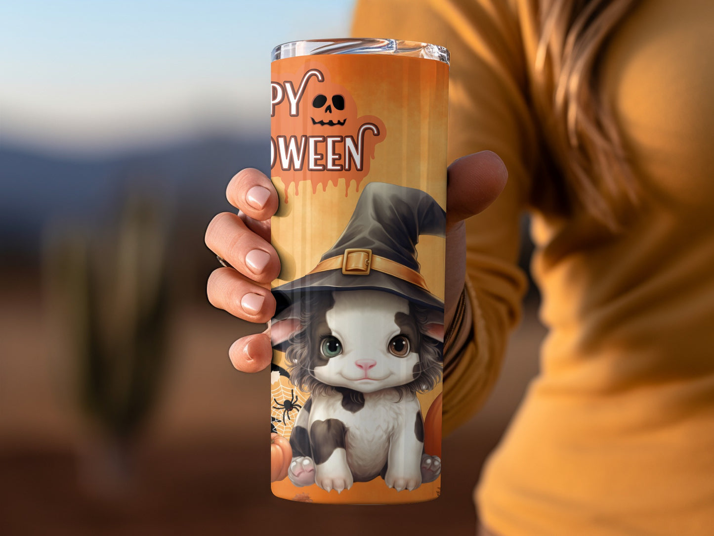 Adorable Halloween Cat Witch Design Tumbler