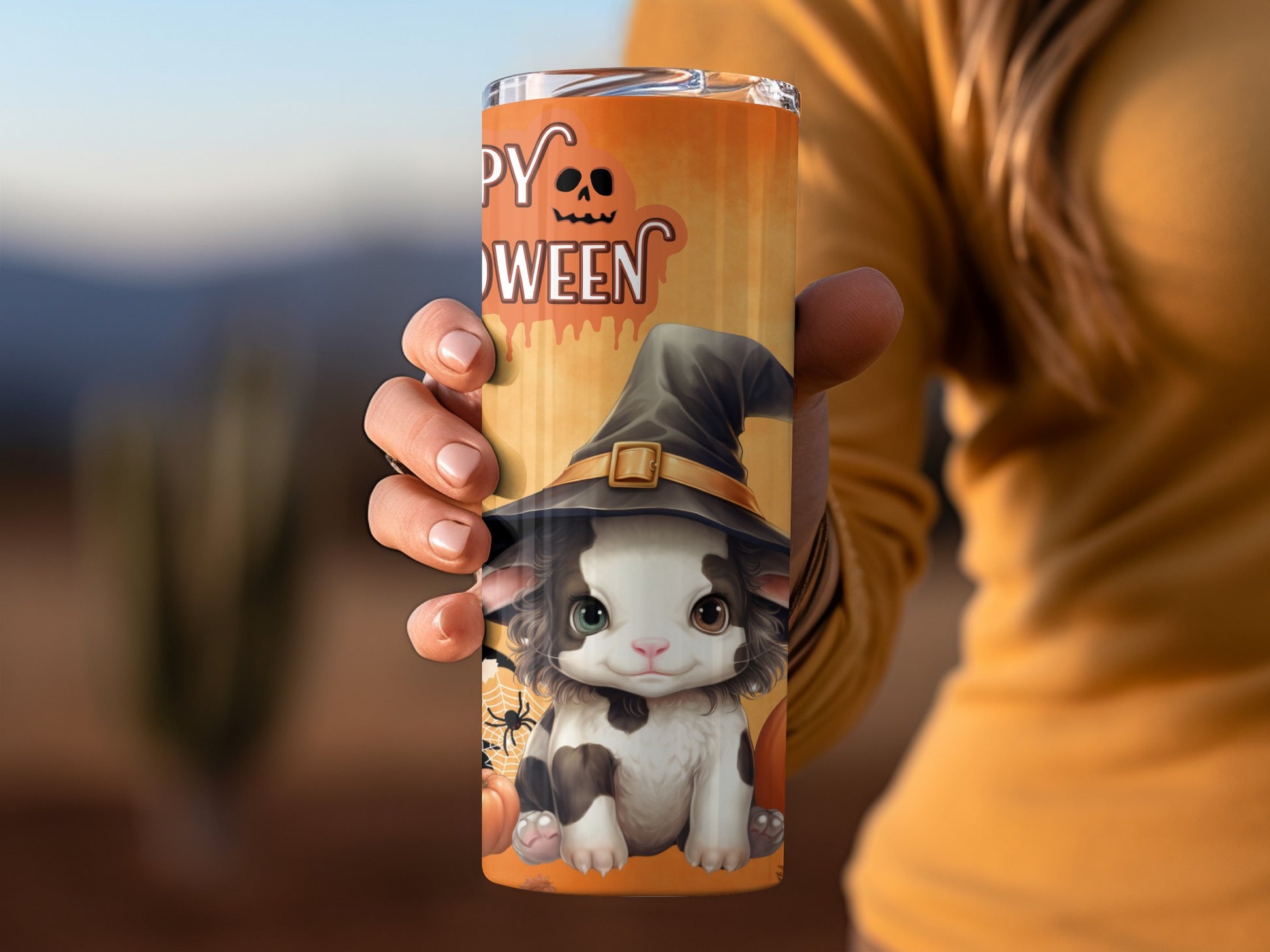 Adorable Halloween Cat Witch Design Tumbler