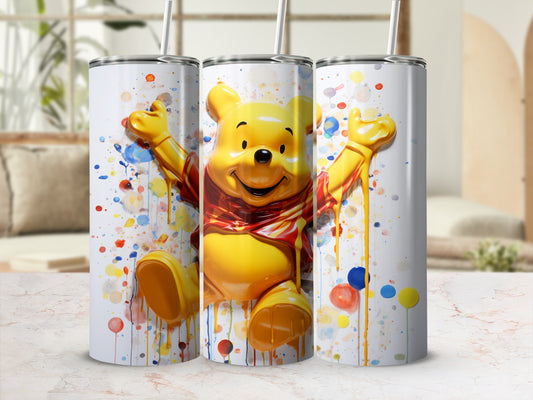 Vibrant Winnie the Pooh Tumbler with Straw Animated Design