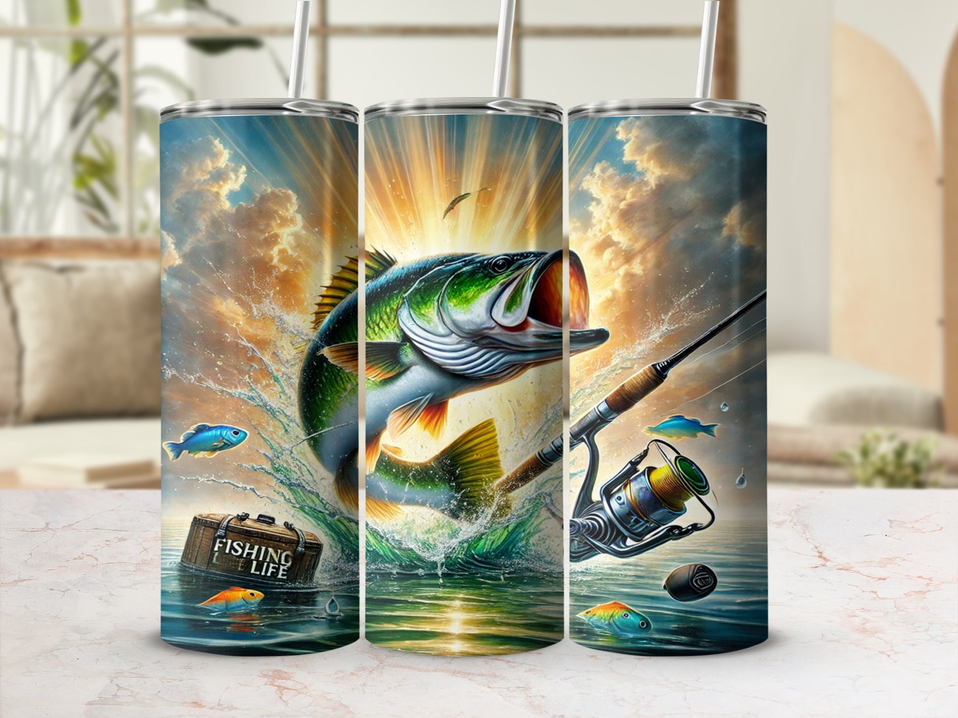 Stunning Fishing Scene Tumbler Cup For Passionate Anglers