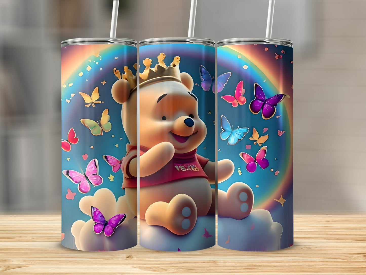 Adorable Bear with Butterflies Tumbler for Kids