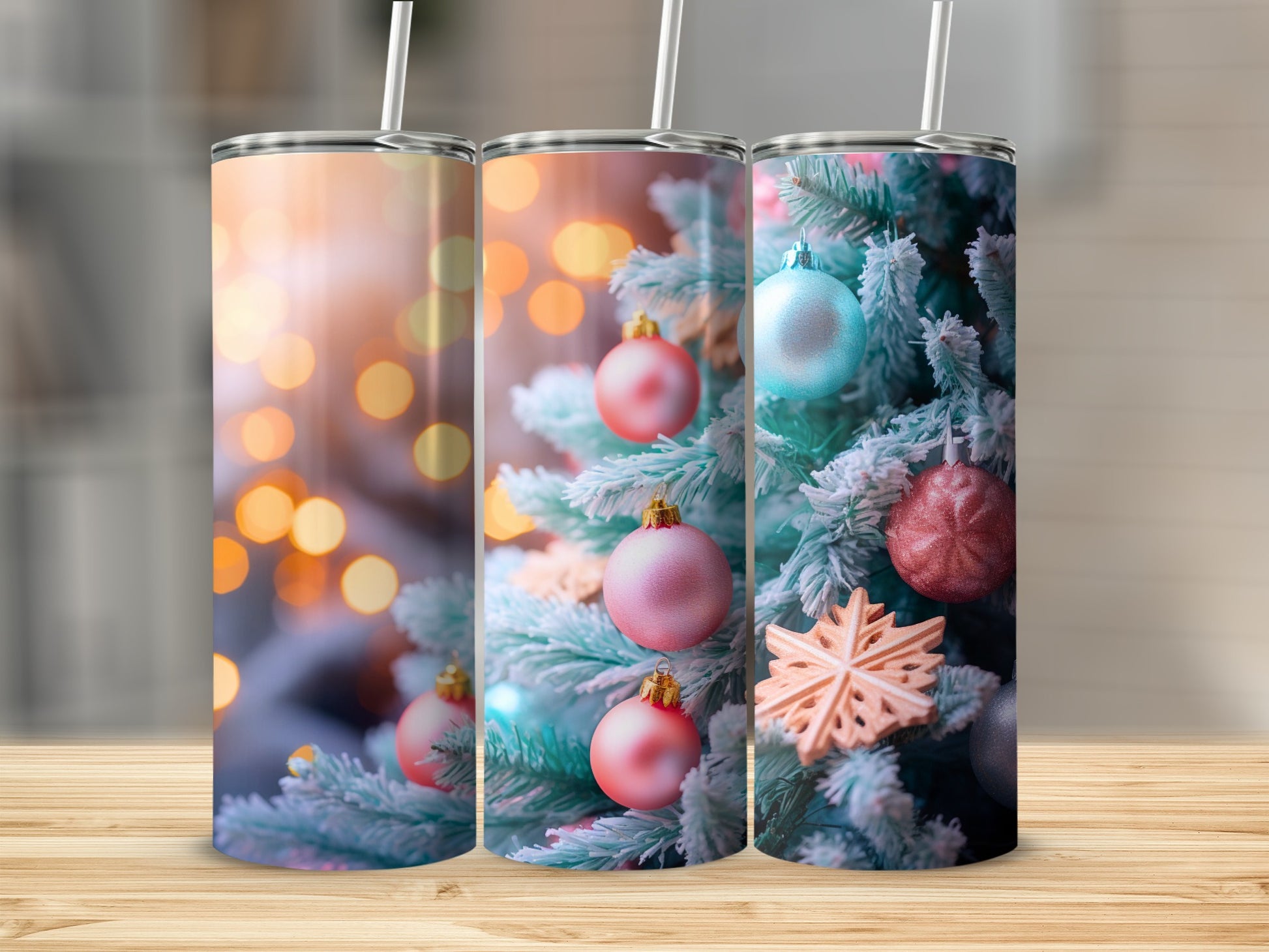 Festive Christmas Tree Decorated Tumblers for Holidays