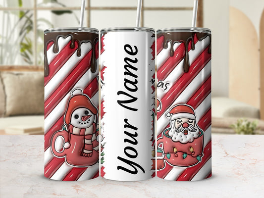 Personalized Christmas Snowman and Santa Tumbler Cup