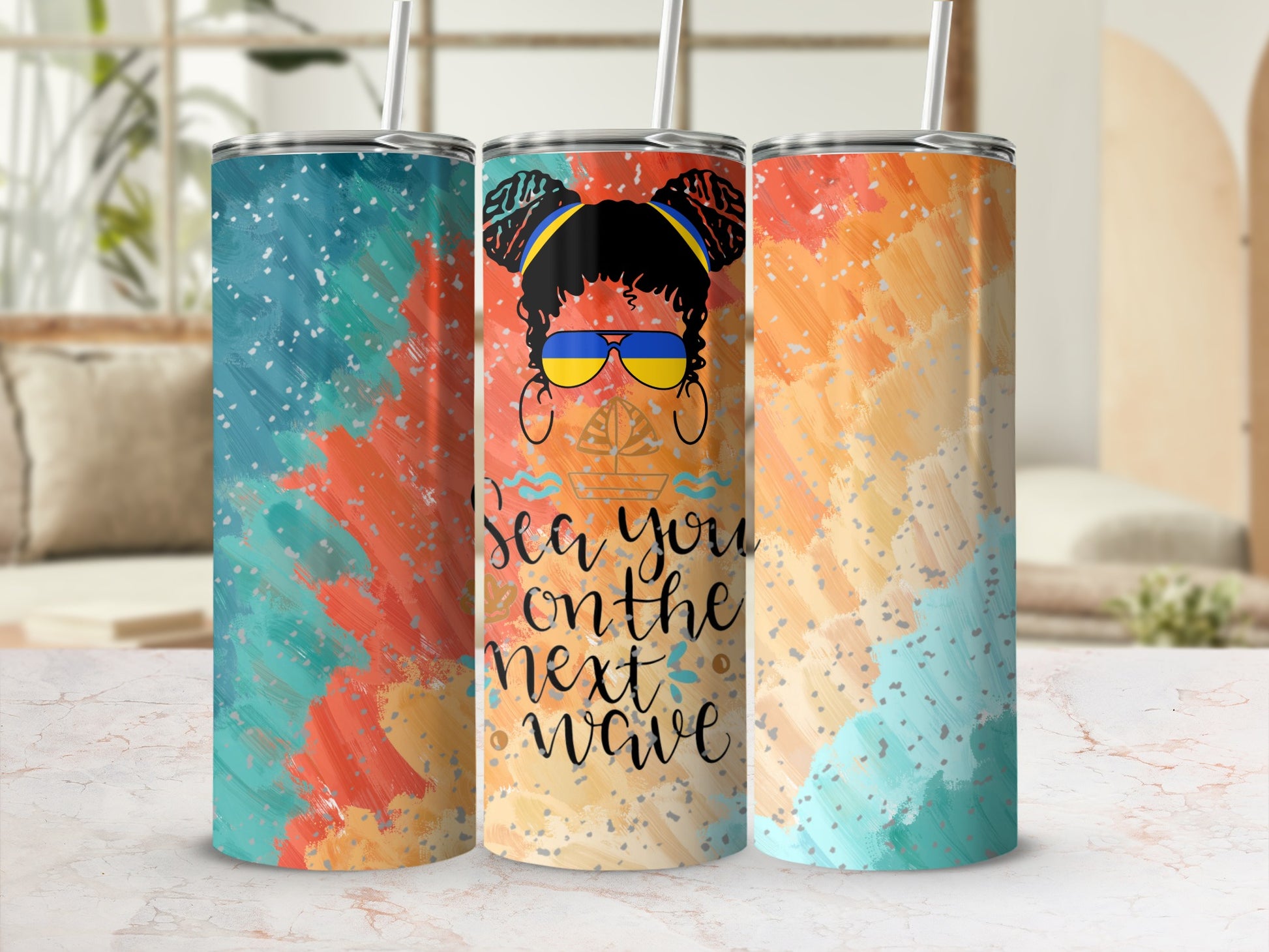 Sea You on The Next Wave Colorful Tumbler Set