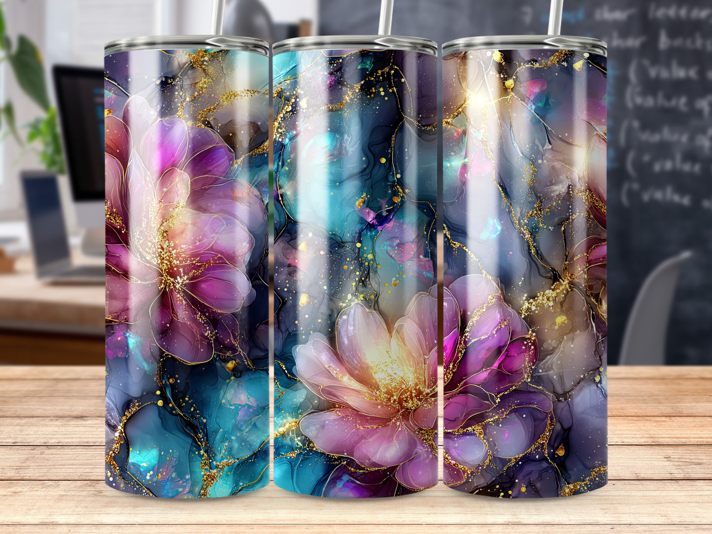 Beautiful Floral Art Insulated Tumbler Beverage Holders
