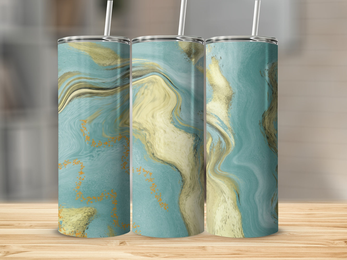Abstract Shimmering Ocean Wave Design Tumbler