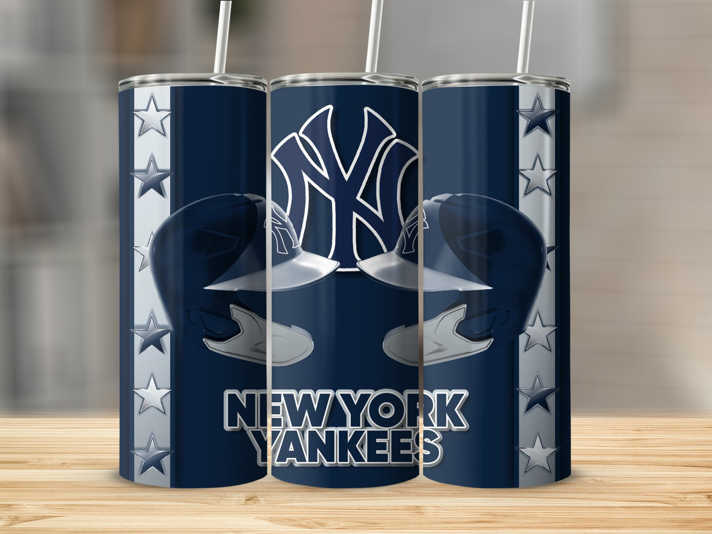 New York Yankees Baseball Helmets Starry Design Tumblers