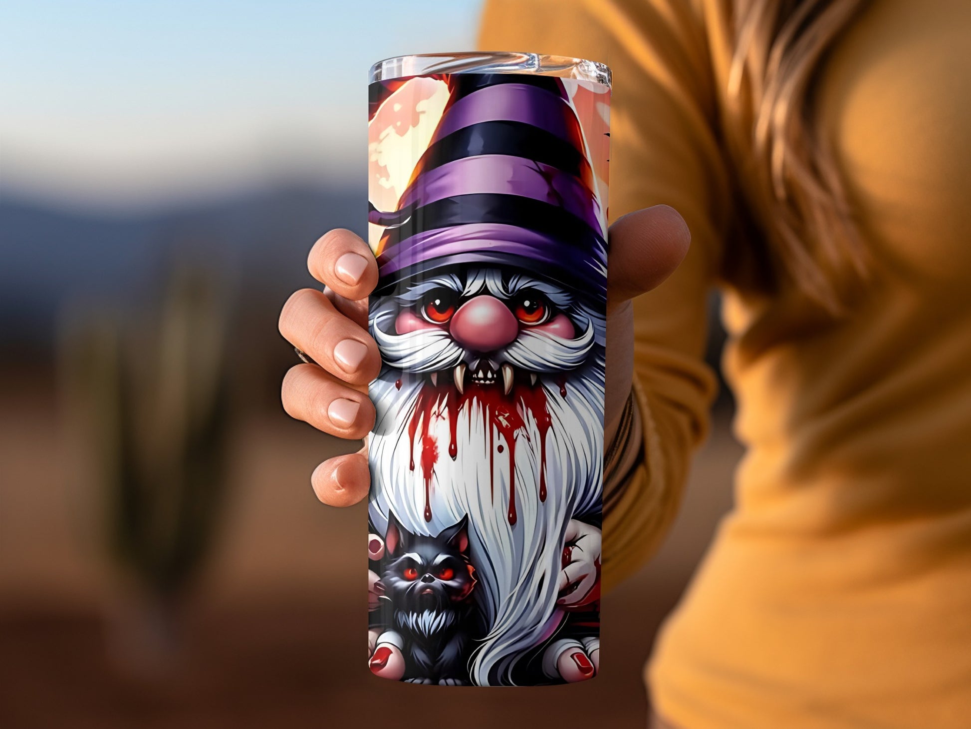 Halloween Gnome Tumbler with Witch Hat Design
