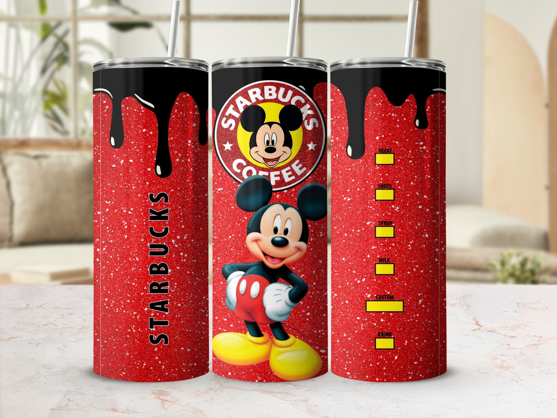 Red Sparkle Mickey Starbucks Coffee Tumbler Cup